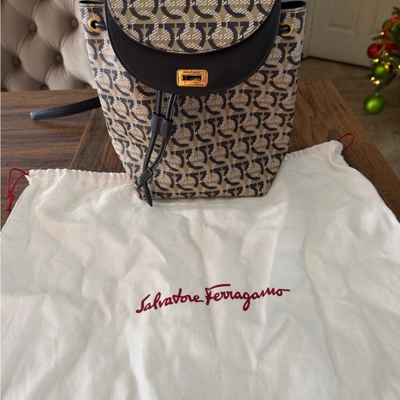 Stylish Tan and Black Monogram Backpack